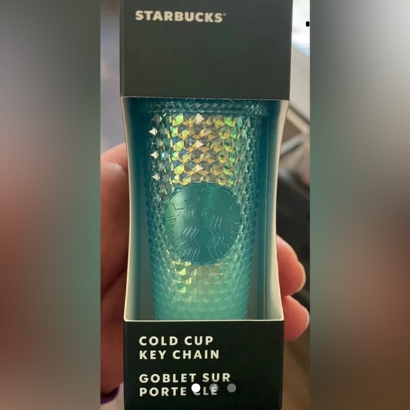 Starbucks Ombre Blue Studded Keychain Cup Tumbler Aqua Splash Ornament New - Picture 5 of 6